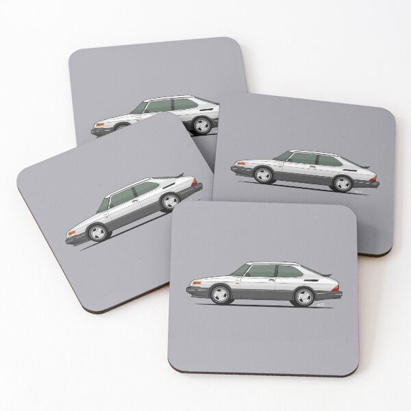 Item preview, Saab 900 Turbo single side view illustration - WHITE designed and sold by RJWautographics.
