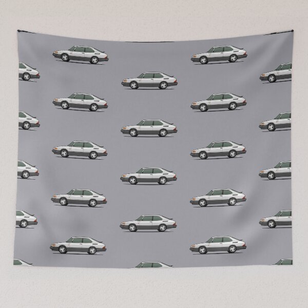 Item preview, Saab 900 Turbo single side view illustration - WHITE designed and sold by RJWautographics.