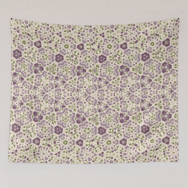 Item preview, Vintage Toned Cream and Lavender Print with Pansy Pattern designed and sold by cozycaroline.