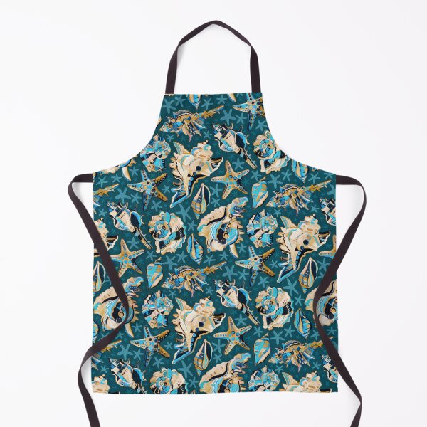 Item preview, Fauvist Style Scattered Seashells in Blue and Mustard designed and sold by micklyn.