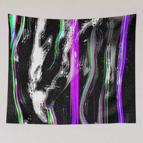 Item preview, "Norrsken" abstract, colored collage of a starry sky with iridescent drops of color in neon colors with a glitch effect designed and sold by N-o-r-d-l-y-s.