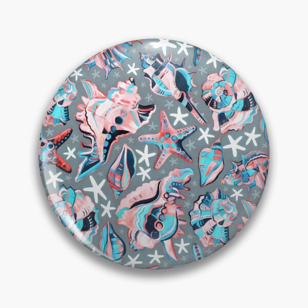 Item preview, Fauvist Style Scattered Pink and Blue Seashells on Grey designed and sold by micklyn.