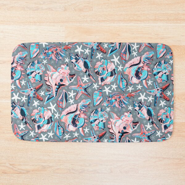 Item preview, Fauvist Style Scattered Pink and Blue Seashells on Grey designed and sold by micklyn.