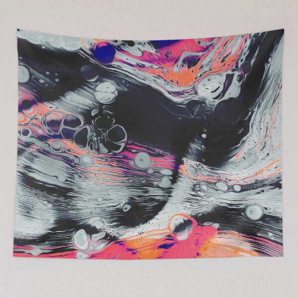 Item preview, "Rama Raki" abstract, colored collage with waves and water elements made of terracotta, pink and blue designed and sold by N-o-r-d-l-y-s.
