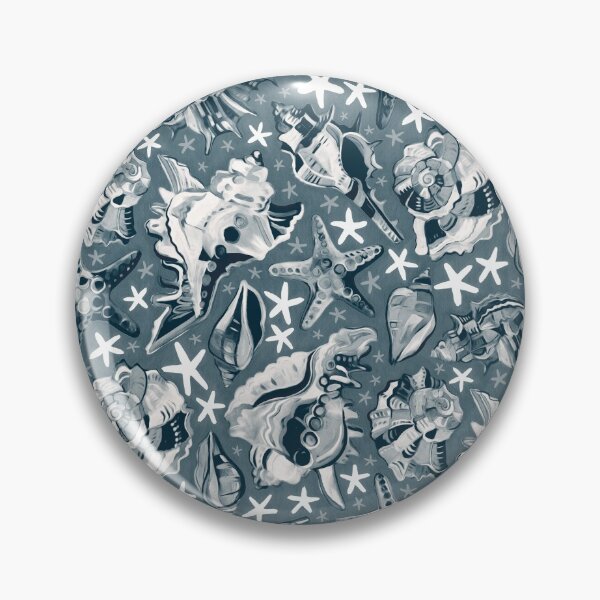 Item preview, Fauvist Style Scattered Seashells in Monochrome Blue Grey designed and sold by micklyn.