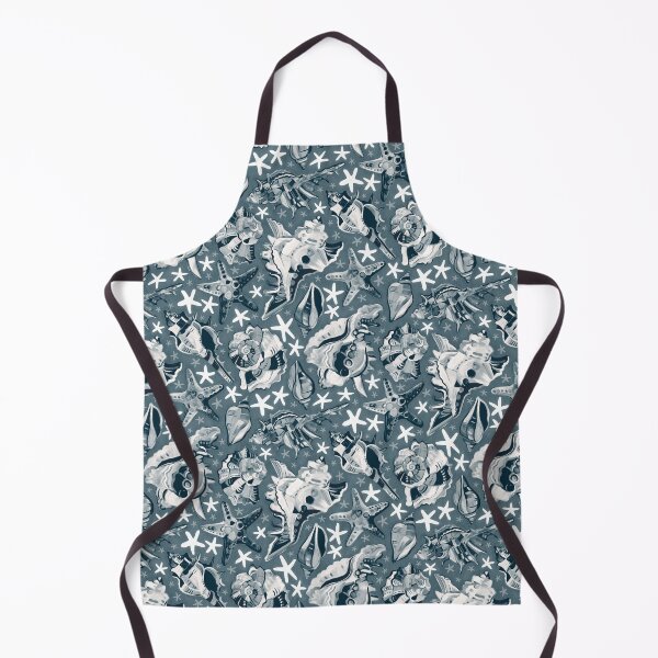 Item preview, Fauvist Style Scattered Seashells in Monochrome Blue Grey designed and sold by micklyn.