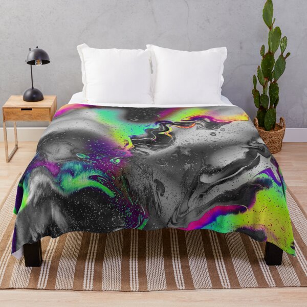 Item preview, "Revoltulet" abstract, colored collage of starry sky with iridescent waves in neon colors designed and sold by N-o-r-d-l-y-s.