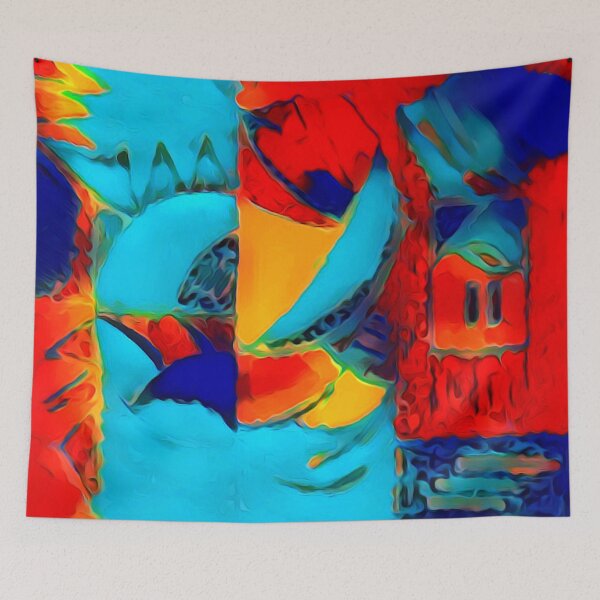 Item preview, Play of colours with red, orange and blue tones designed and sold by jumapa.