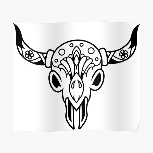 Bull Skull Tattoo Posters for Sale | Redbubble