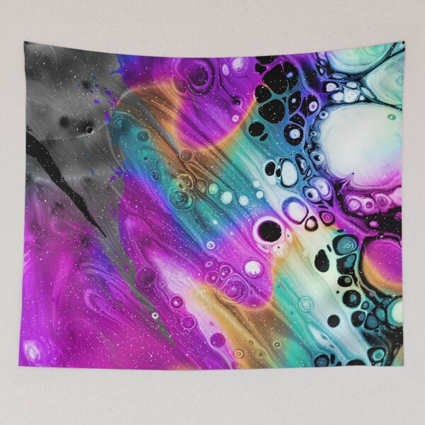 Item preview, "Rebel Rebel" abstract, colored collage of spherical currents in space in rainbow spectral colors designed and sold by N-o-r-d-l-y-s.