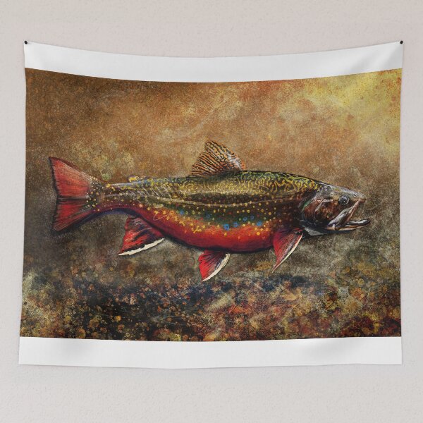 Artikelvorschau, Laichende männliche Bachforelle Illustration entworfen und verkauft von fishweardesigns.