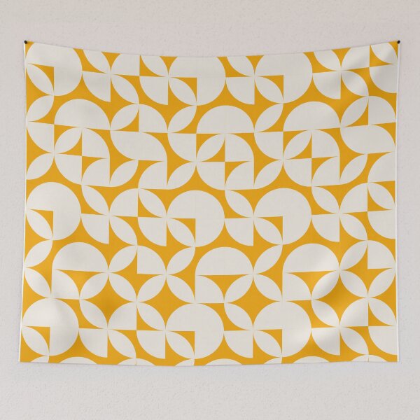 Item preview, Abstract Yellow Circles Modern Mid Century Geometric Pattern Scandinavian Rustic Interior designed and sold by BONBcreative.