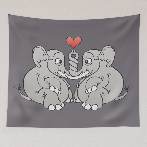 Item preview, Couple of sweet elephants in love intertwining trunks designed and sold by Zoo-co.