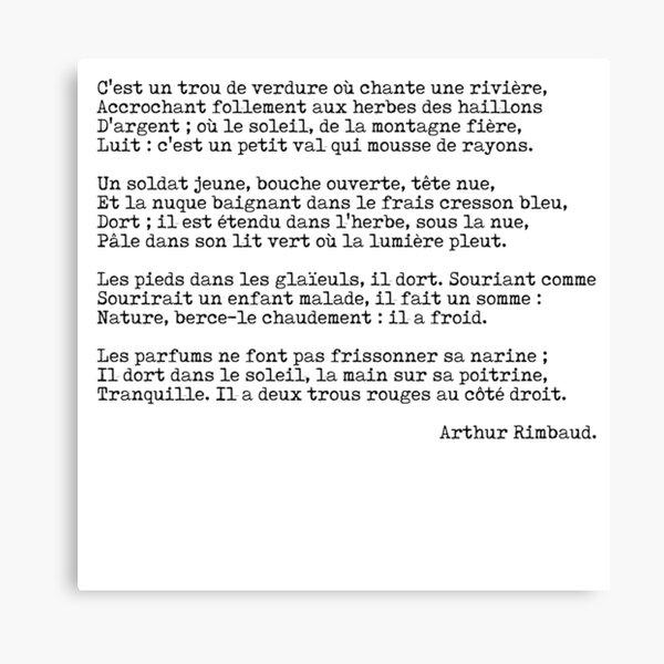 French Famous Poem From Arthur Rimbaud Canvas Print By Leyoshop Redbubble