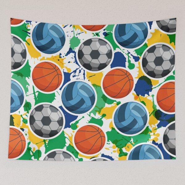 Item preview, Basketball, Football and Volleyball pattern - Basketball designed and sold by cravingmart.