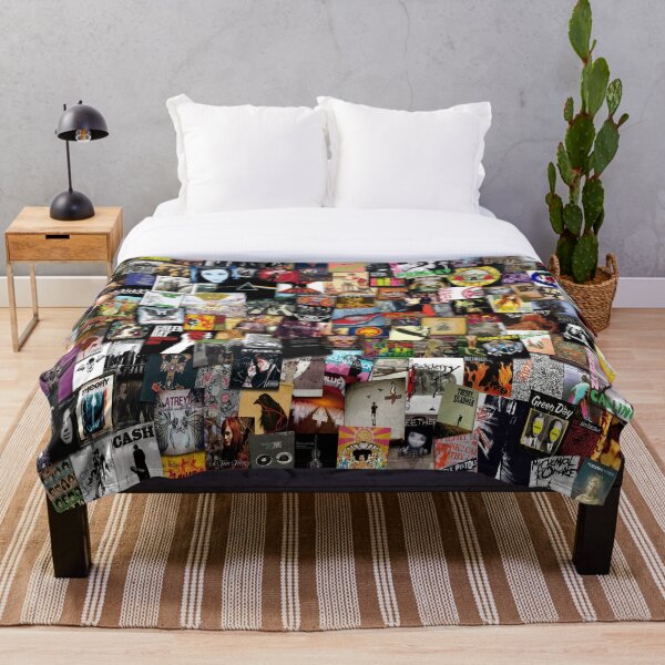 Rock Vinyl Collage Throw Blanket
