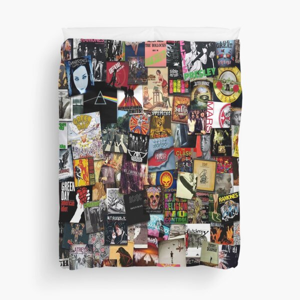 Rock Vinyl Collage Duvet Cover