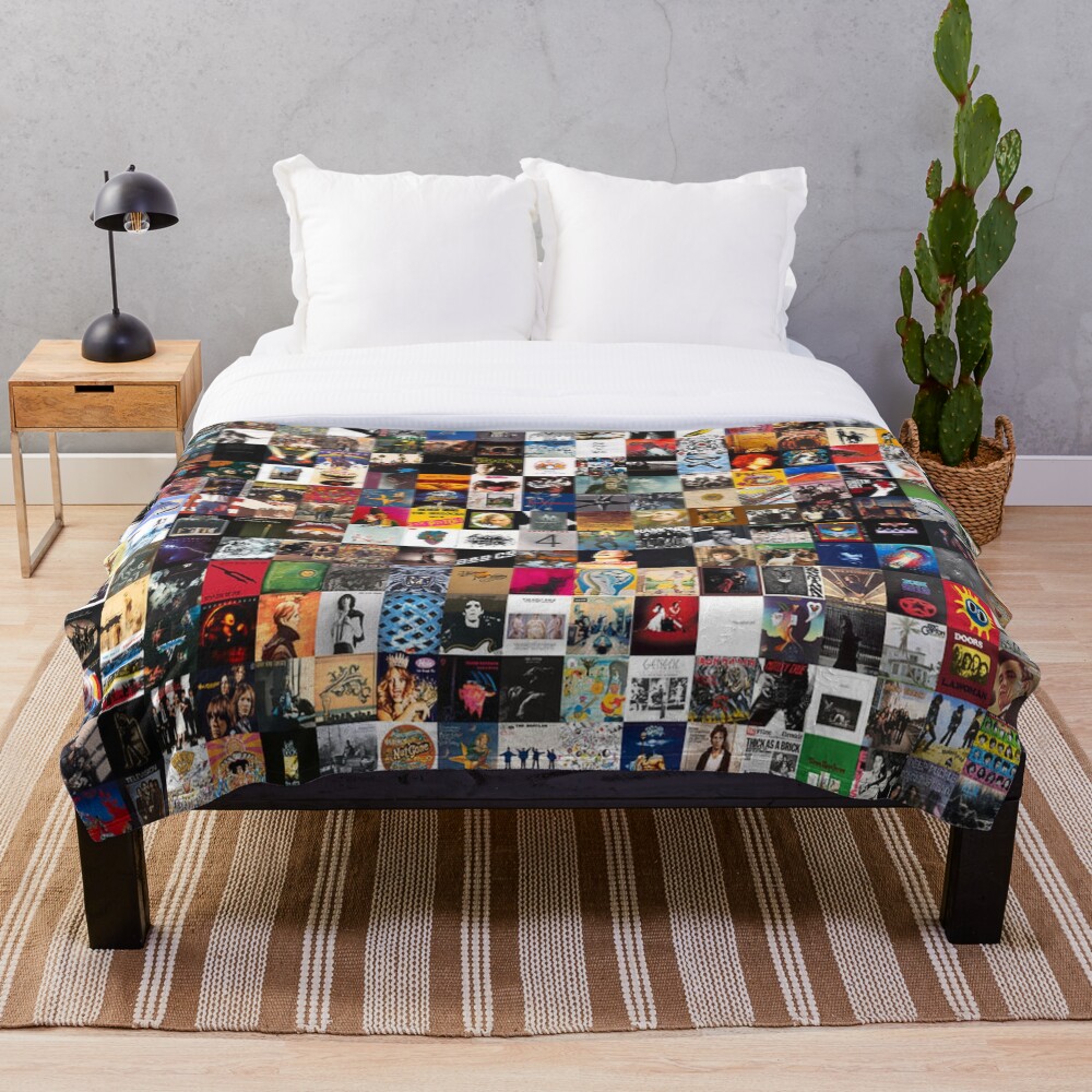 Greatest Rock Albums Collage Throw Blanket
