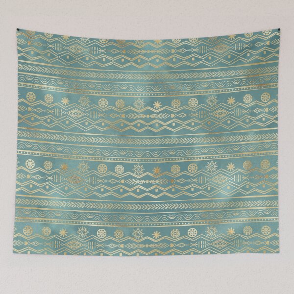 Item preview, Gold Teal Tribal geometric Design designed and sold by InovArtS.