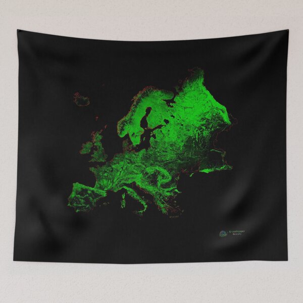 Item preview,  Europe Forest Cover Map with Black Background designed and sold by GrasshopperGeo.