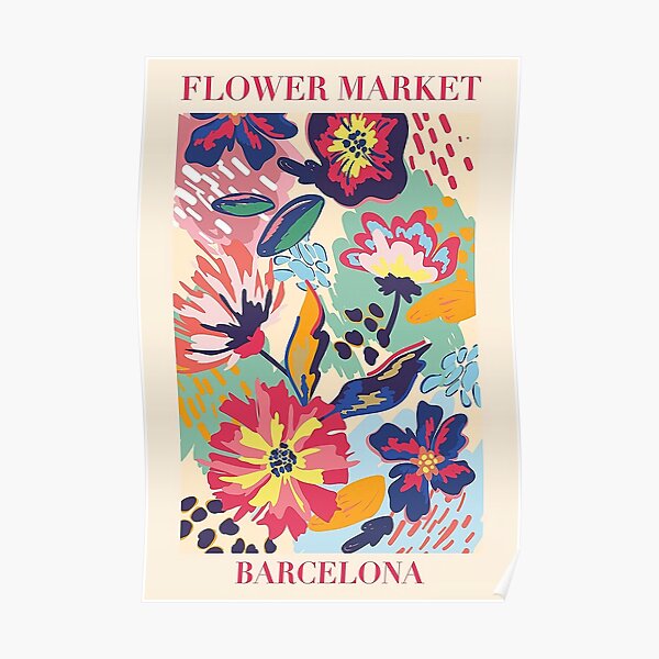 Marché aux fleurs Barcelone Poster