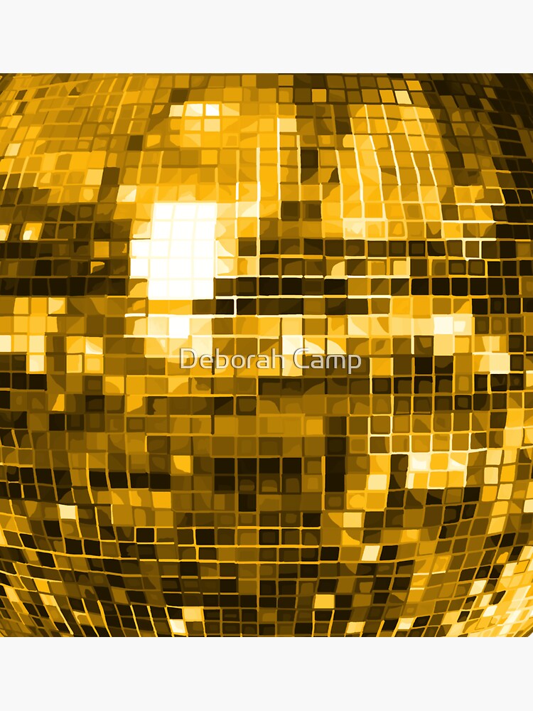 Gold Yellow Disco Ball - Disco Ball - Sticker