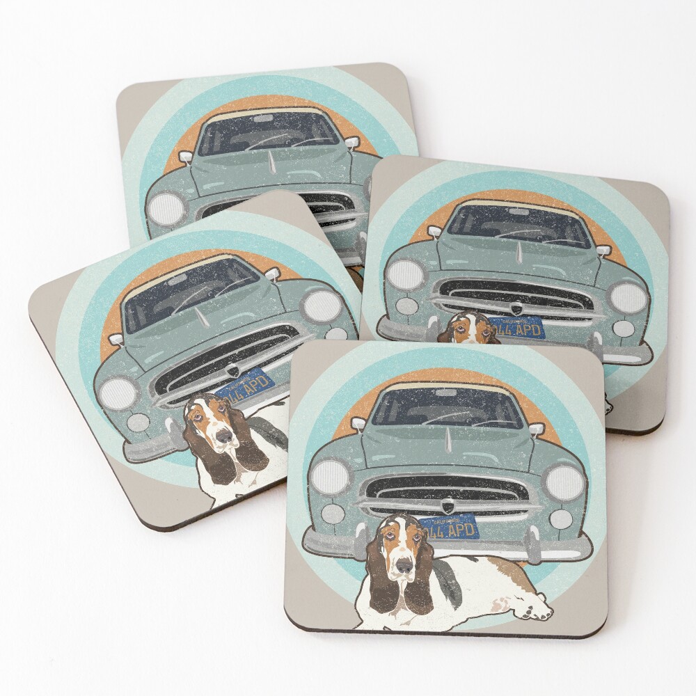 Set of 2 Car Coasters 70's Car Coaster. Hippie Car 