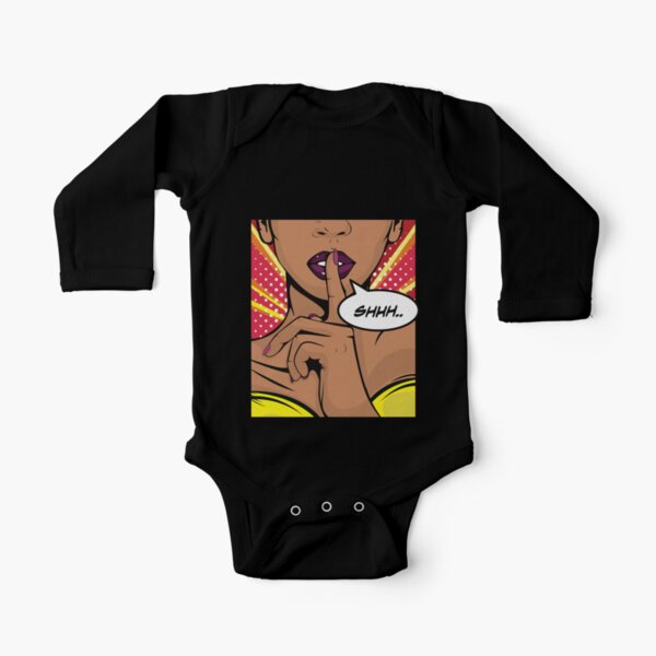 Shhh Pop Art Long Sleeve Baby One-Piece