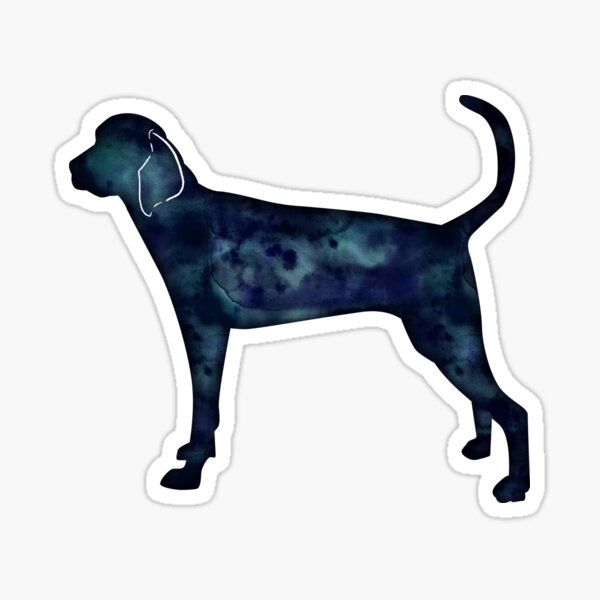 Treeing Walker Coonhound Black Watercolor Silhouette Sticker