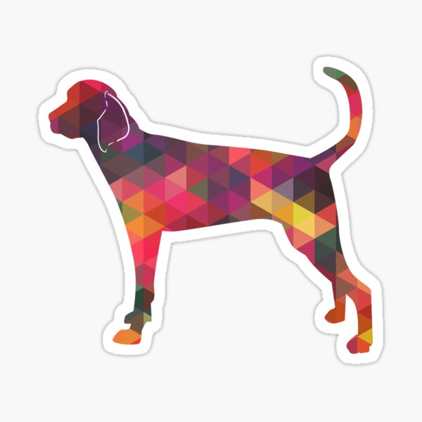 Treeing Walker Coonhound Colorful Geometric Pattern Silhouette - Multi Sticker