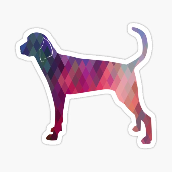 Treeing Walker Coonhound Colorful Geometric Pattern Silhouette - Pink Sticker