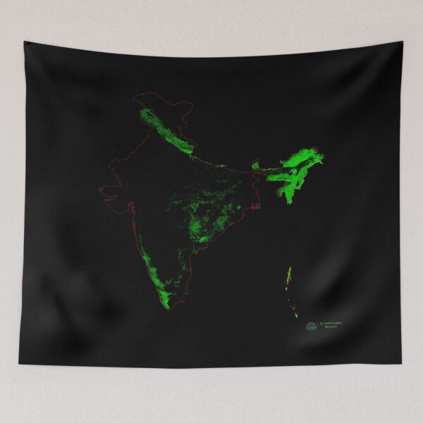 Item preview, India Forest Cover Map with Black Background designed and sold by GrasshopperGeo.
