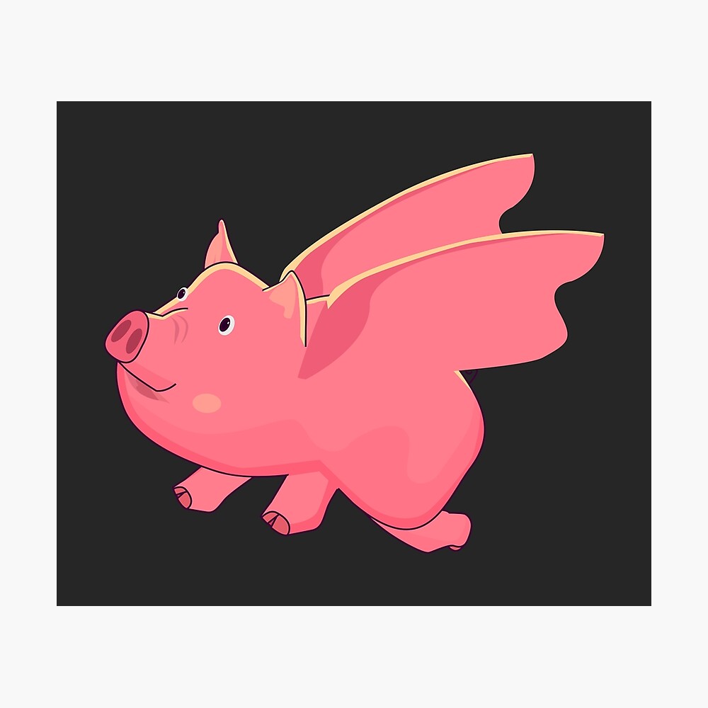 flying pig - Funny design flying-pig-funny-design-poster-for-sale-by-dahiyatees-redbubble