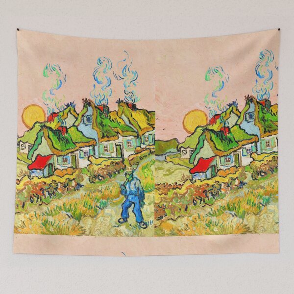 Item preview, Houses And Figure By Vincent Van Gogh - 1890 - Restored By Leonardo Digenio designed and sold by LeonardoDigenio.