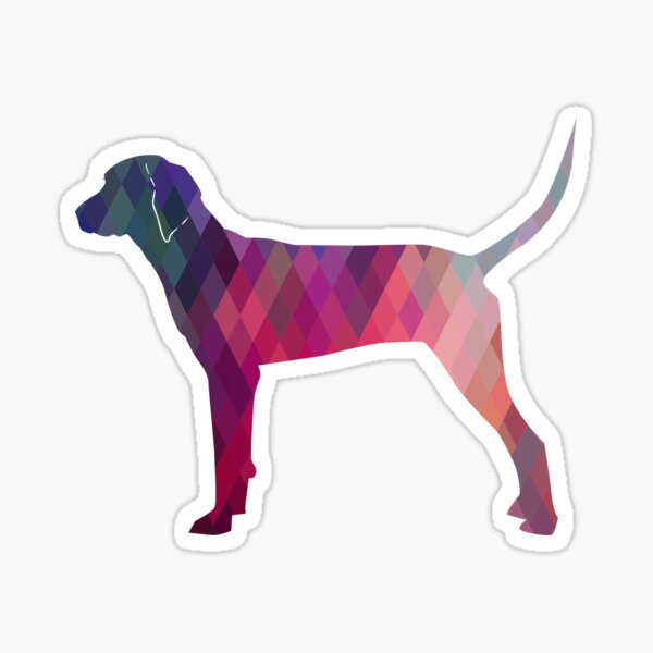 Redbone Coonhound Colorful Geometric Pattern Silhouette - Pink Sticker
