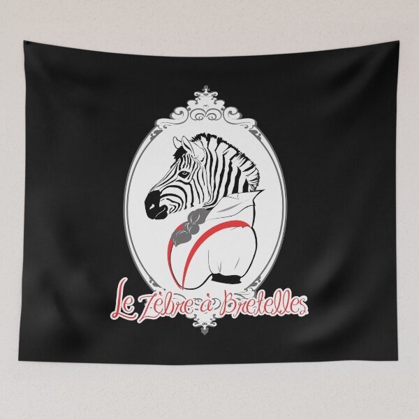 Item preview, Dressed Zebra with Suspenders ZAB logo french words designed and sold by zebreabretelles.