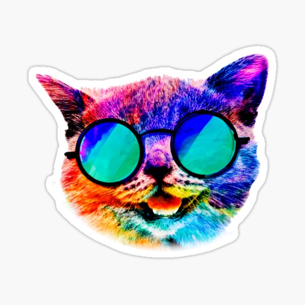 Retro 70s Disco DJ Pussy Cool CAT Grumpy Headphones Luggage Sticker Skateboard 