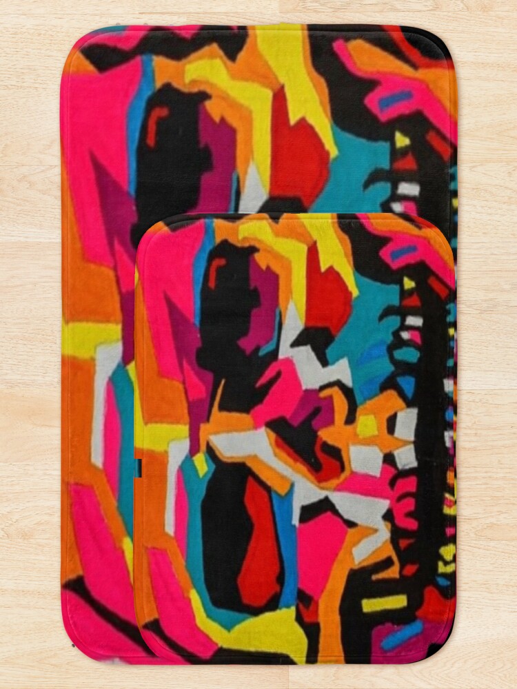 Thumbnail 5 of 6, Bath Mat, Colorful skeleton designed and sold by TheHand-art.