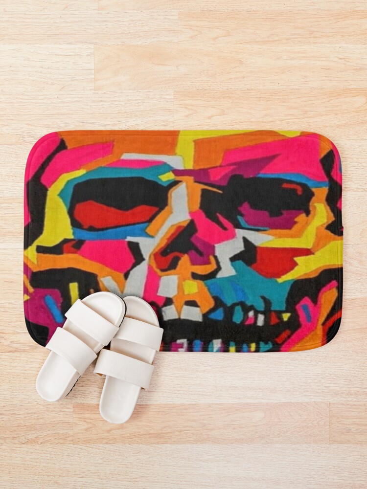 Thumbnail 1 of 6, Bath Mat, Colorful skeleton designed and sold by TheHand-art.