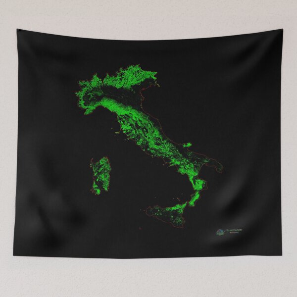 Item preview, Italy Forest Cover Map with Black Background designed and sold by GrasshopperGeo.