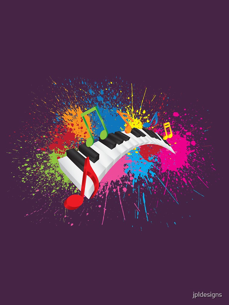 "Piano Wavy Keyboard Paint Splatter Abstract Illustration" Tshirt for