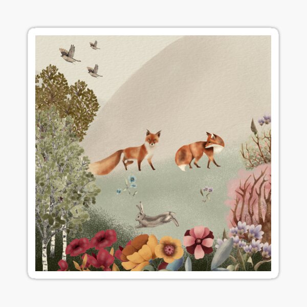 Item preview, Foxes in The Meadow designed and sold by PrintinglyArt.