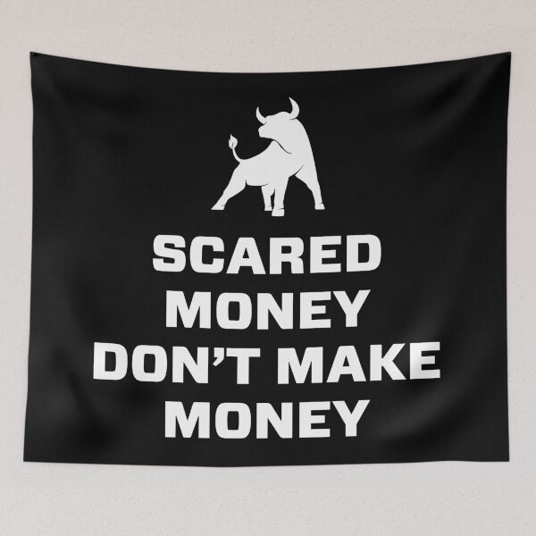 Item preview, Scared money don't make money graphic white text designed and sold by Luhmdesign.