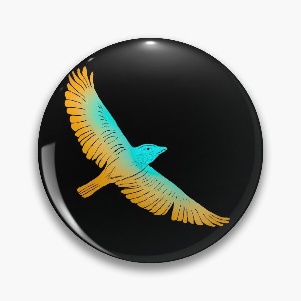 Artikelvorschau, Aqua und Orange Bird im Flug, Flügel ausgestreckt, Neon Flying Bird entworfen und verkauft von thephoenixsoul.