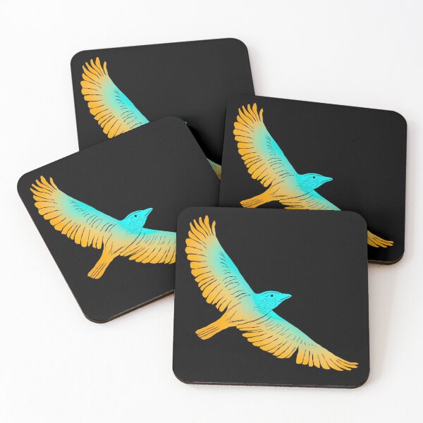 Item preview, Aqua and Orange Bird in Flight, Wings Outstretched, Neon Flying Bird  designed and sold by thephoenixsoul.