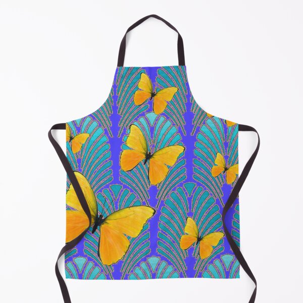 Item preview, BLUE ART DECO YELLOW BUTTERFLIES ABSTRACT PATTERNS ART designed and sold by sharlesart.