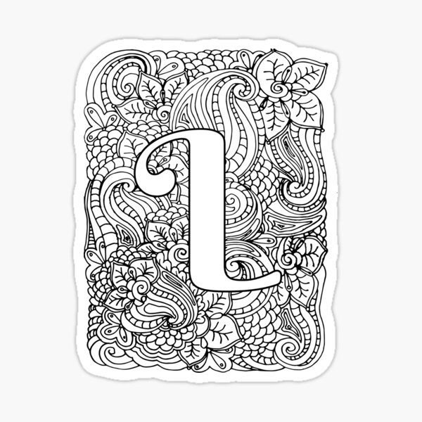 Adult Coloring Page Monogram Letter L Sticker For Sale By Mamasweetea Redbubble 6908