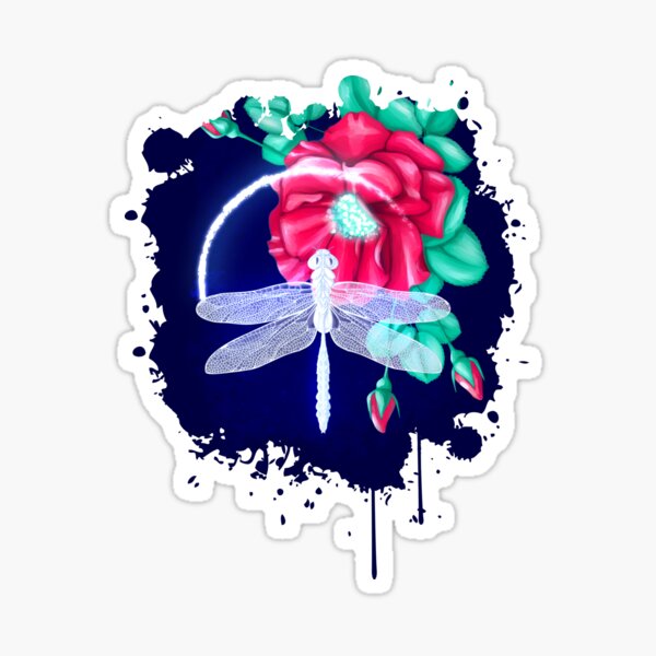 Full bloom | Dragonfly loves roses Sticker