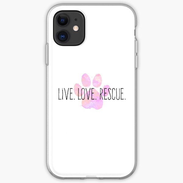 Live. Love. Rescue Pink Watercolor Paw iPhone Soft Case
