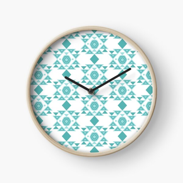 A Simple Blue Light Tribal Ethnic  pattern Clock